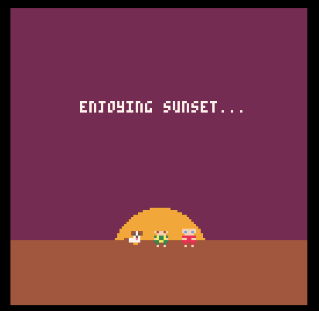 All the characters watching the sunset together.